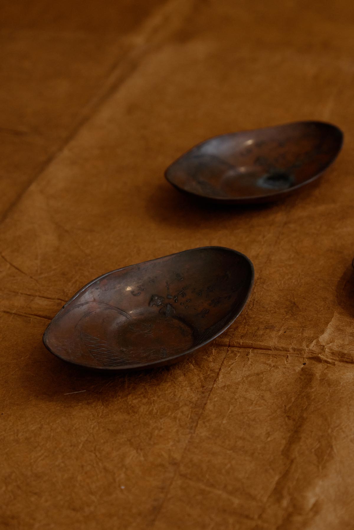 Antique Oblong Copper Saucer