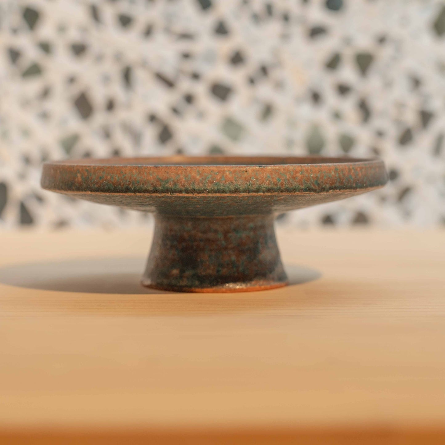 Blue Ceramic Footed Plate