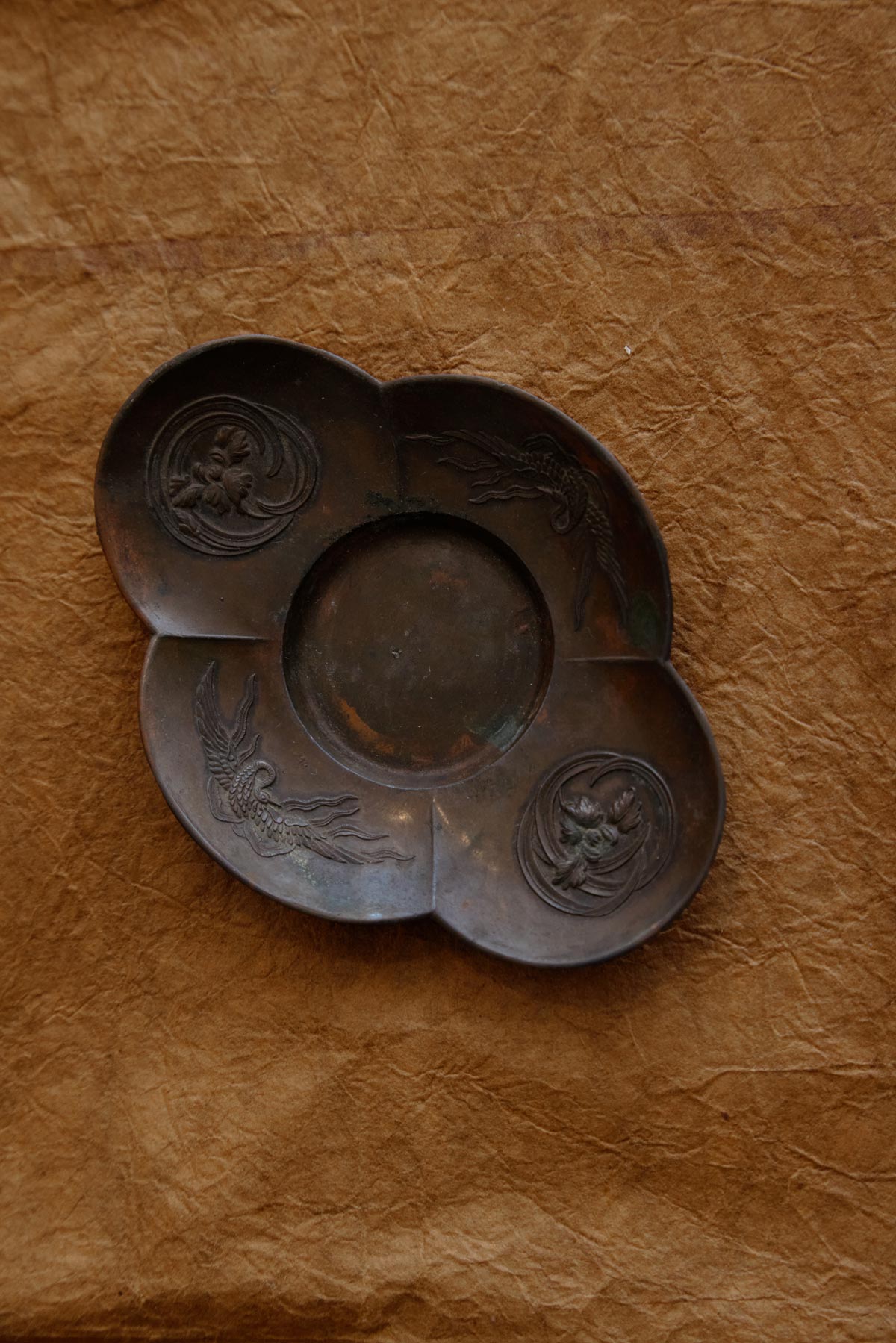 Antique Petal Copper Saucer