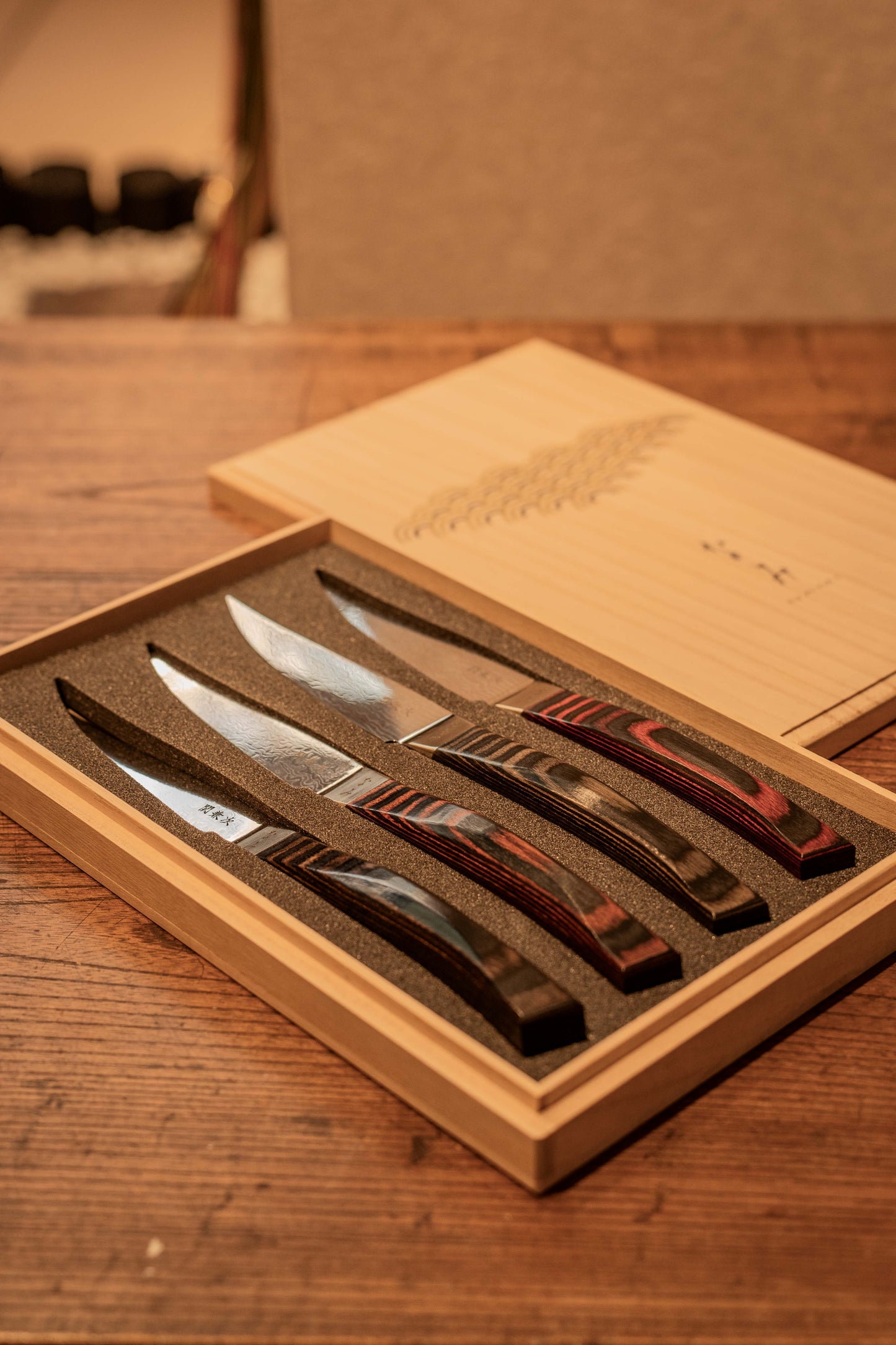 Damascus Steak Knife Set | Seki Kanetsugu cut regular native simplynative japan