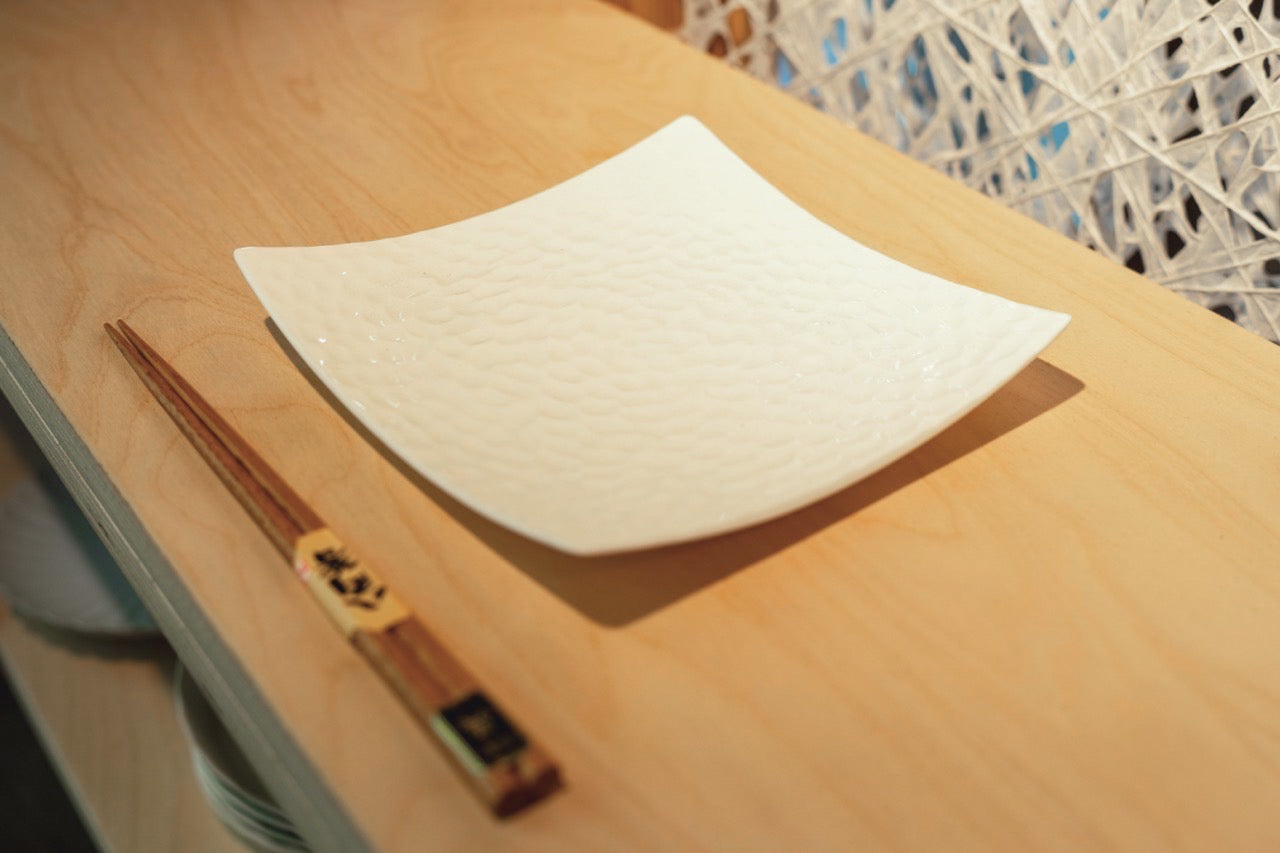 White Textured Square Plate