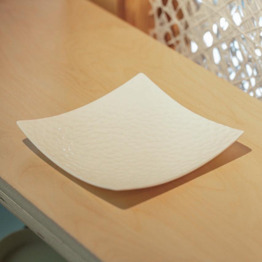 White Textured Square Plate