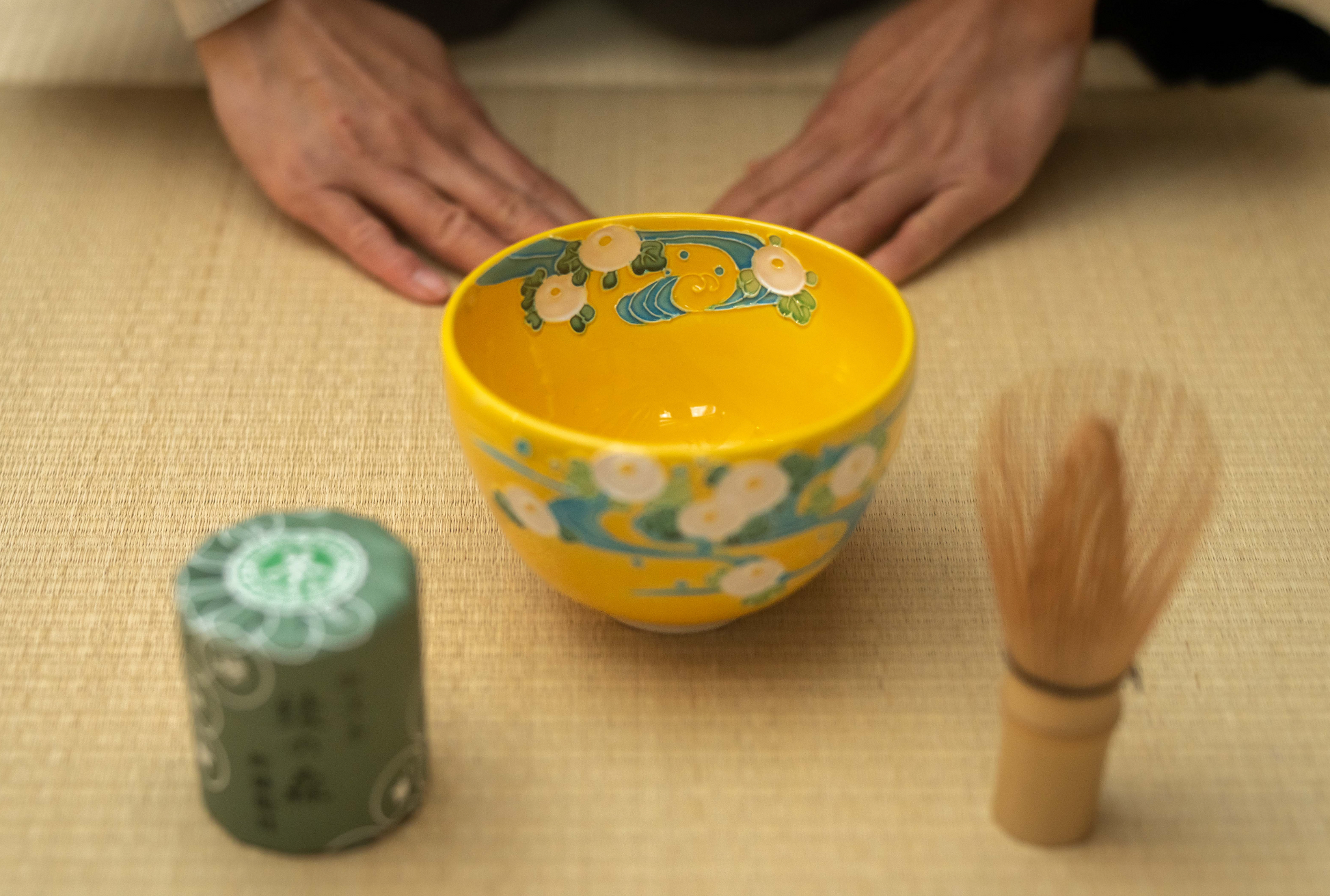 Houen Matcha Bowl - Eternal Prosperity and Dance of Chrysanthemums by the Flowing Stream (by Tanaka) japan native simplynative japan  native simplynative