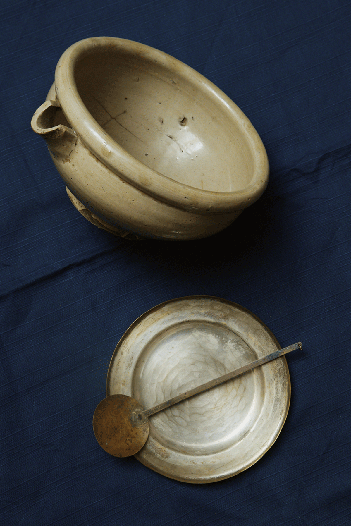 Antique Ceramic Bowl with Spout