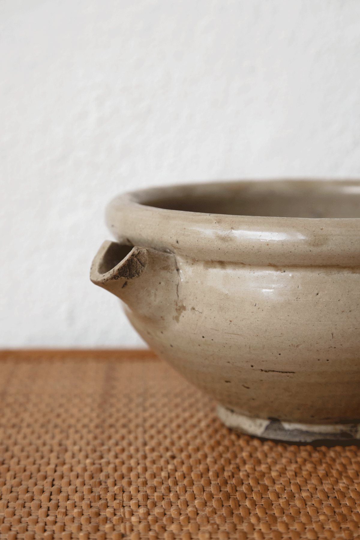 Antique Ceramic Bowl with Spout