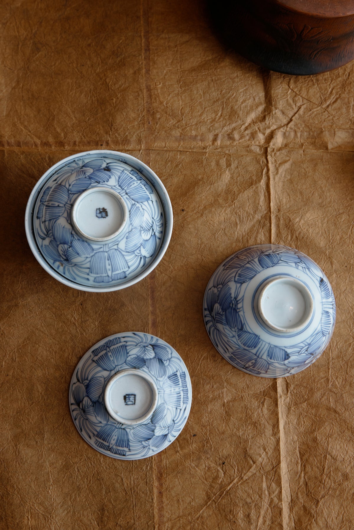 Antique Sometsuke Bowls with Lid