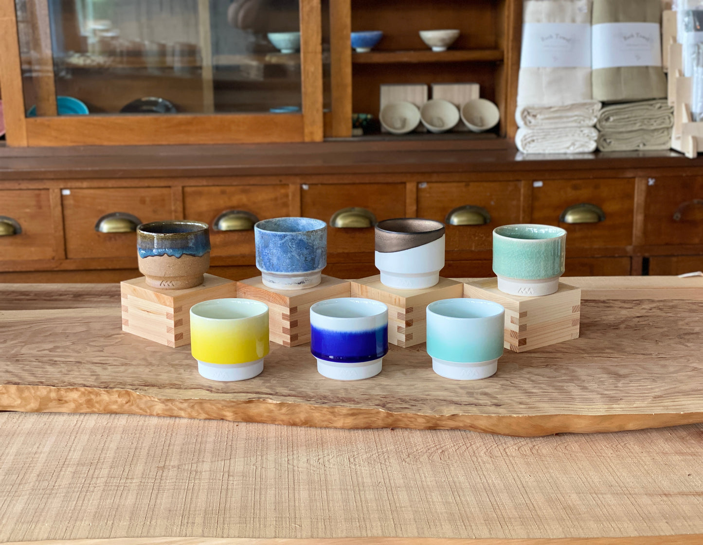 Asemi Co. Cup S hasami-yaki gold and white white and indigo lemon gradient mint gradient soma-yaki kasama-yaki matsushiro-yaki