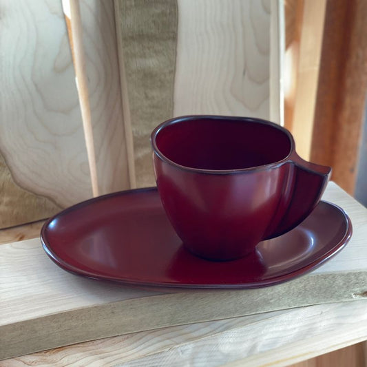 Coffee Cup & Saucer Set  |  Isuke sho-ten '井助商店'　red japan native simplynative